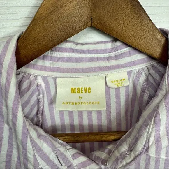 Anthropologie Maeve Lilac Striped Blouse - Picture 7 of 9
